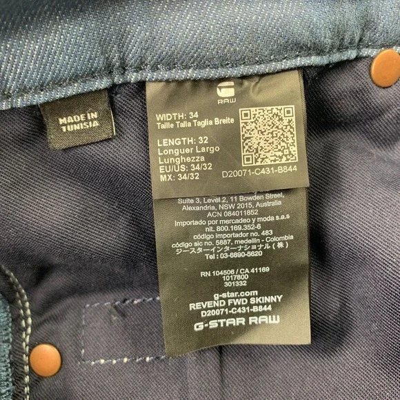 G-Star Raw Mens Revend FWD Skinny Fit Jeans Light Blue 34x32 Skinny